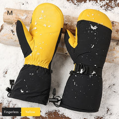 Cowhide Leather Winter Skiing Gloves Warm Thickened Gloves