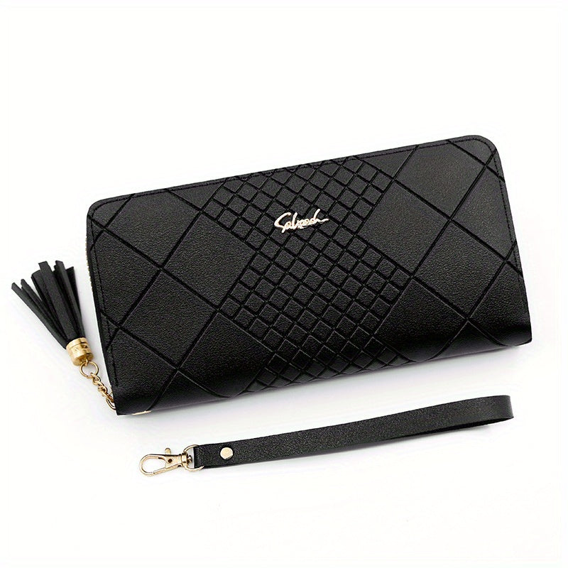 Women's Long Wallet with Tassel Faux Leather Clutch & Coin Purse