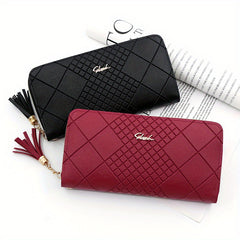 Women's Long Wallet with Tassel Faux Leather Clutch & Coin Purse