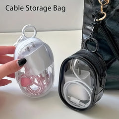 Clear Plastic Charger and Cord Organizer Case with Keychain