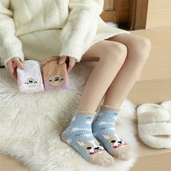 7 Pairs Colorblock Animal Plush Socks Soft Stockings