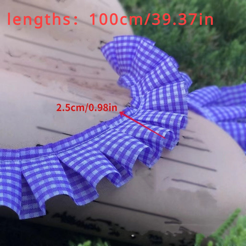 Plaid Ruffle Trim 0.98 x 39.37 DIY Sewing Applique - Assorted Colors