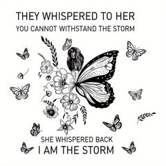 PEOHO I AM THE STORM Wall Decal Butterfly & Floral Design