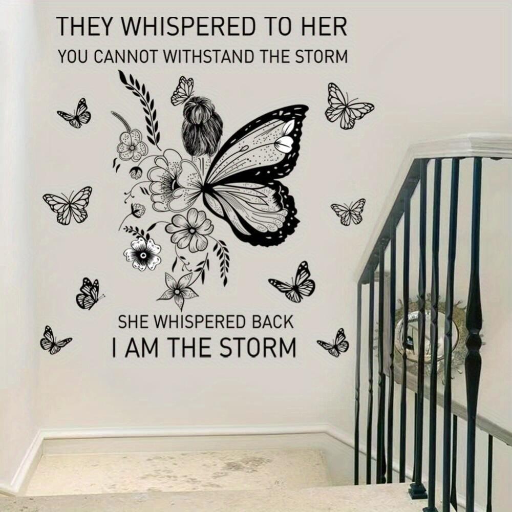 PEOHO I AM THE STORM Wall Decal Butterfly & Floral Design