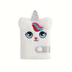 Plush Unicorn & Llama Mini Notebooks Cute Snap Pocket Journals Soft Fuzzy