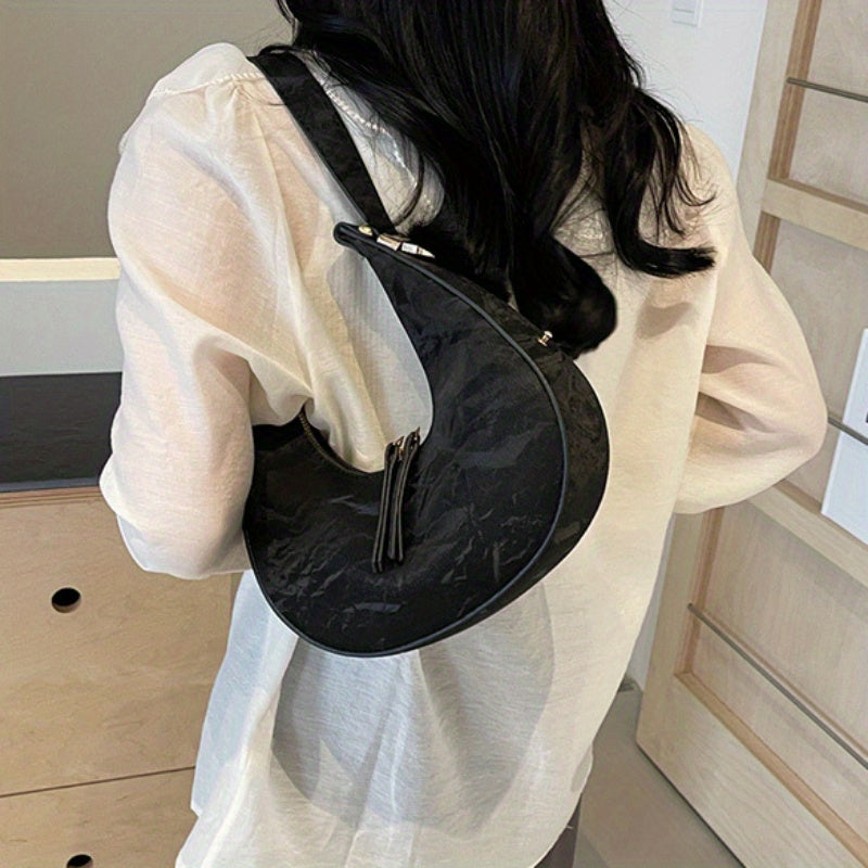 Large Capacity Hobo Shoulder Bag PU Handbag with Polyester Lining