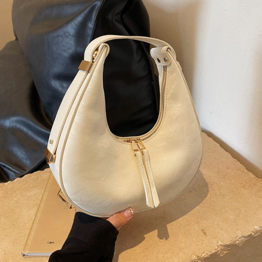 Large Capacity Hobo Shoulder Bag PU Handbag with Polyester Lining