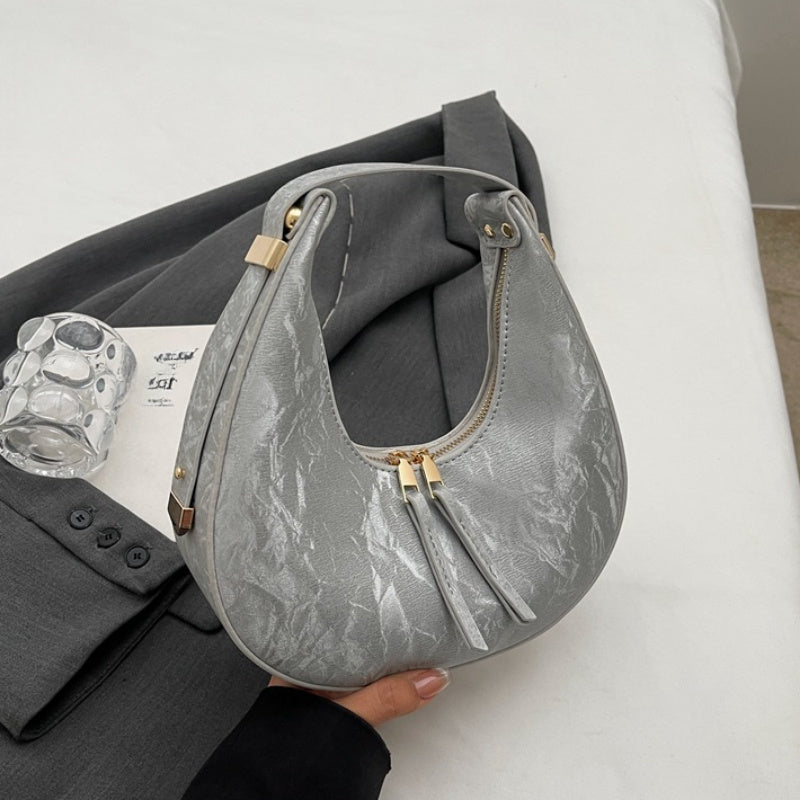 Large Capacity Hobo Shoulder Bag PU Handbag with Polyester Lining