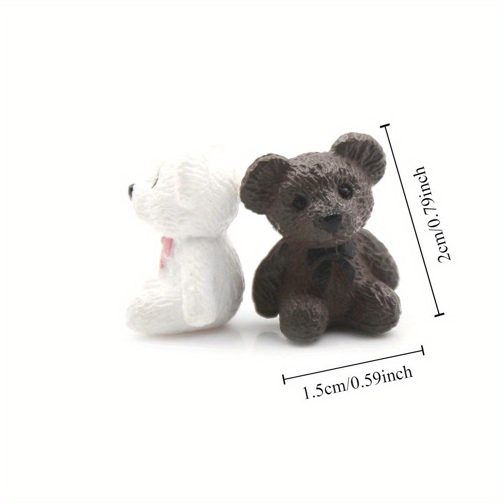 100pcs Mini Resin Bear Figurines Set for Micro Landscapes and Dollhouses