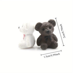100pcs Mini Resin Bear Figurines Set for Micro Landscapes and Dollhouses