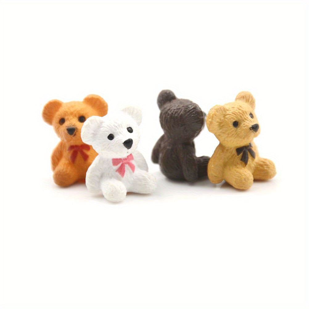 100pcs Mini Resin Bear Figurines Set for Micro Landscapes and Dollhouses