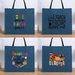 Teacher Themed Tote Bag in Lake Polyester for School Shopping Travel