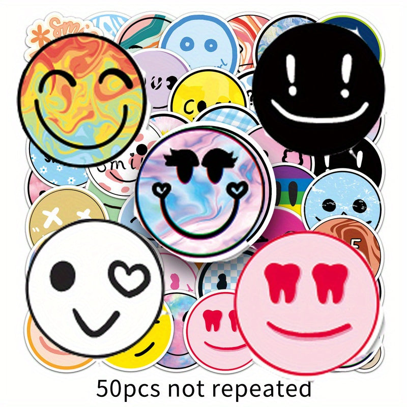 50pcs Joyful Cartoon Waterproof Stickers for Various Surfaces