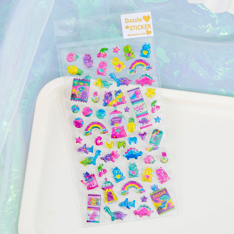 Colorful Unicorn Candy Stickers 3D Ice Cream Decals