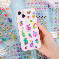 Colorful Unicorn Candy Stickers 3D Ice Cream Decals