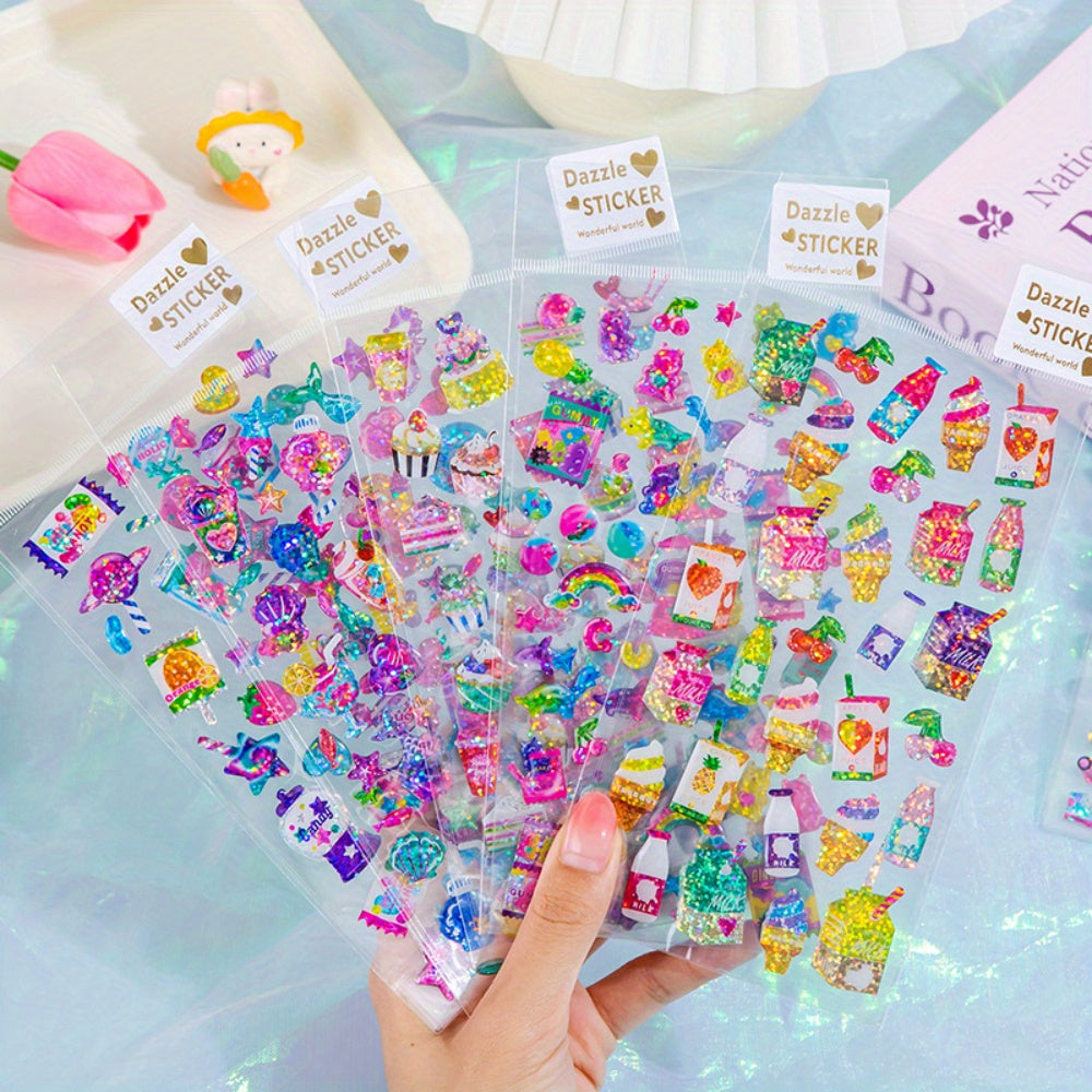 Colorful Unicorn Candy Stickers 3D Ice Cream Decals