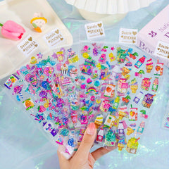 Colorful Unicorn Candy Stickers 3D Ice Cream Decals