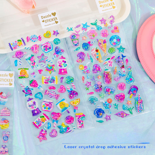 Colorful Unicorn Candy Stickers 3D Ice Cream Decals