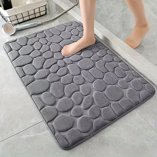 Soft Memory Foam Bath Mat Cobblestone Quick Dry Non Slip Washable