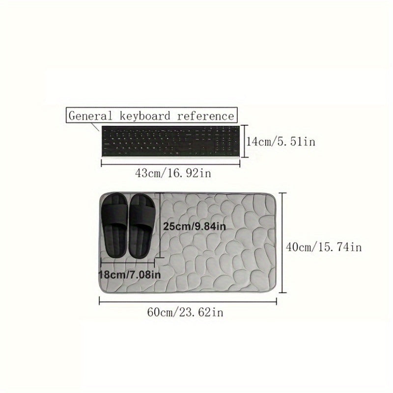 Soft Memory Foam Bath Mat Cobblestone Quick Dry Non Slip Washable