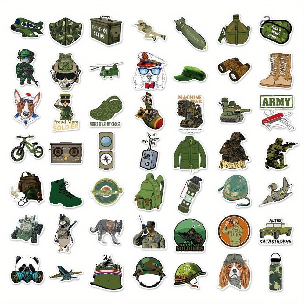 50 PCS Military Camouflage Stickers Waterproof & Reusable for Surfaces
