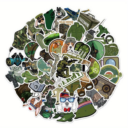 50 PCS Military Camouflage Stickers Waterproof & Reusable for Surfaces