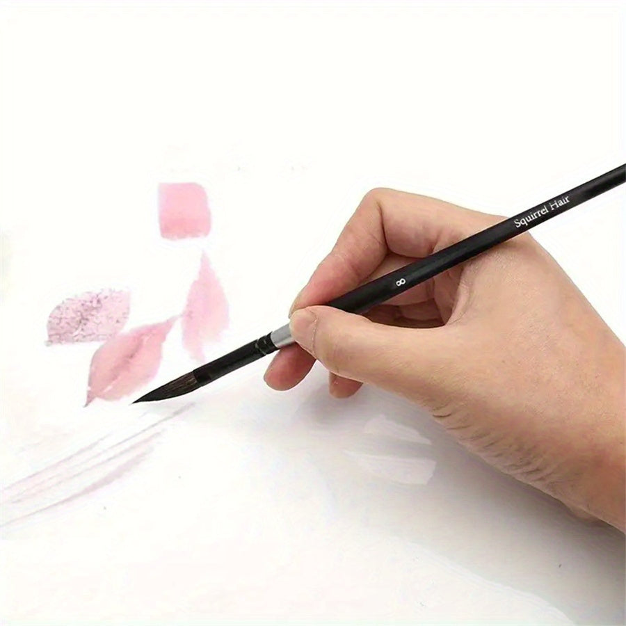 Squirrel Hair Watercolor Brush with Ergonomic Handle & Fine Tip