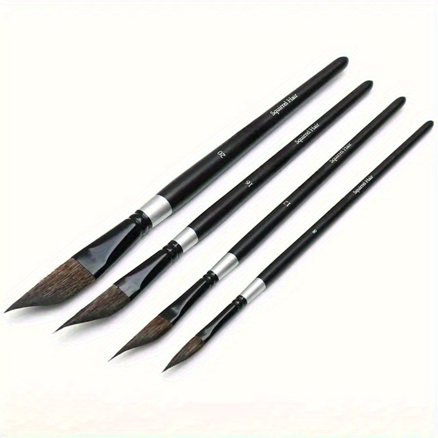 Squirrel Hair Watercolor Brush with Ergonomic Handle & Fine Tip