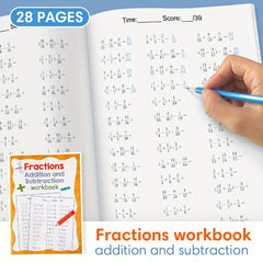 Math Fractions Workbook Addition Subtraction Arithmetic Exercise