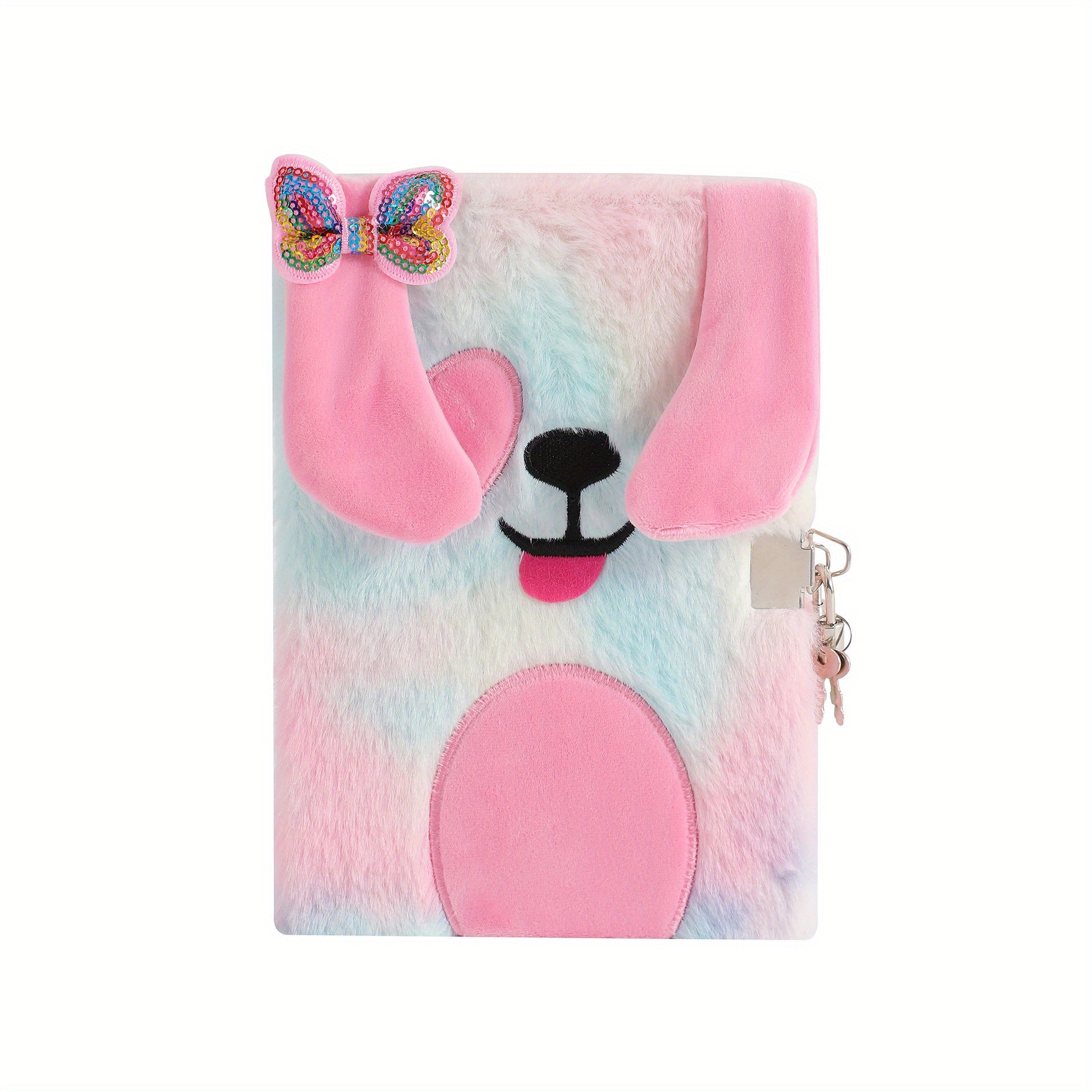 A5 Lockable Diary Journal Notebook Cat & Dog Plush Hardcover