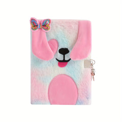 A5 Lockable Diary Journal Notebook Cat & Dog Plush Hardcover