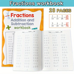 LACHILLY Fractions Add & Subtract Workbook - 28 Pages Math Learning Exercise