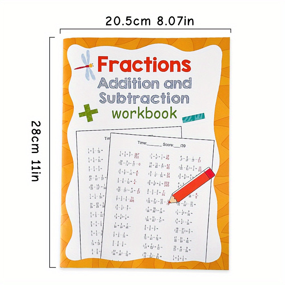 LACHILLY Fractions Add & Subtract Workbook - 28 Pages Math Learning Exercise
