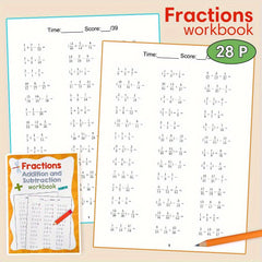 LACHILLY Fractions Add & Subtract Workbook - 28 Pages Math Learning Exercise