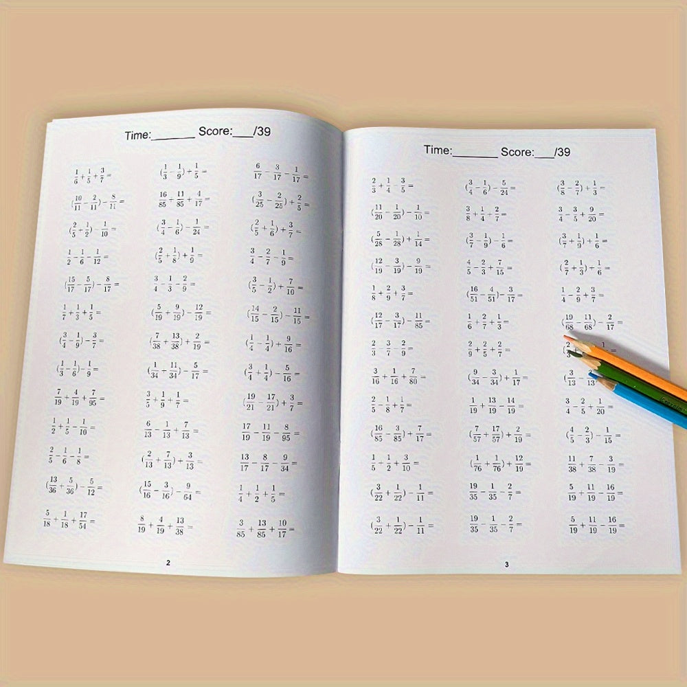 LACHILLY Fractions Add & Subtract Workbook - 28 Pages Math Learning Exercise