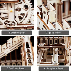 Marble Night City 3D Wooden Puzzle Assembly Waterwheel Model Toy Gift