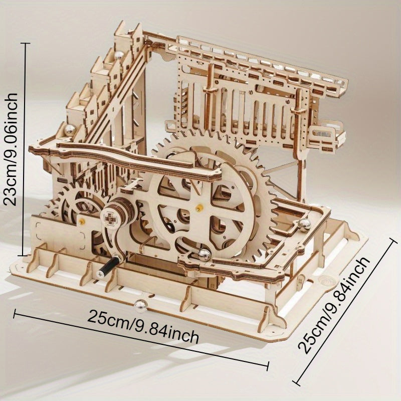 Marble Night City 3D Wooden Puzzle Assembly Waterwheel Model Toy Gift