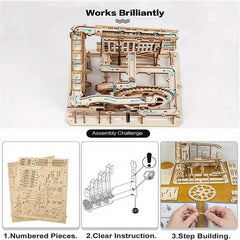 Marble Night City 3D Wooden Puzzle Assembly Waterwheel Model Toy Gift
