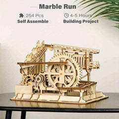 Marble Night City 3D Wooden Puzzle Assembly Waterwheel Model Toy Gift