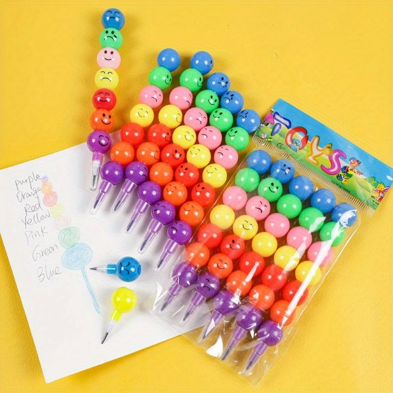 15pcs Lollipop Building Block Crayons & Pencils Fun Pens Back to School