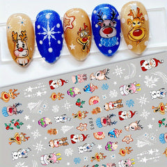 Christmas Nail Art Stickers Santa Deer Snowman Snowflakes Animal Designs