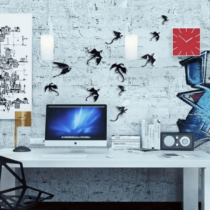 7pcs Gothic Dragon Wall Sticker 3D Dragon Wallpaper Set