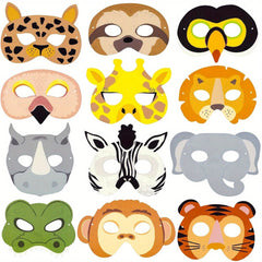 12 Pcs Animal Masks Jungle Birthday Party Games Funny Animal Pattern Masks