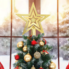 Sparkling Golden Star Christmas Tree Topper No Power Needed