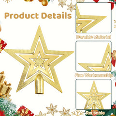 Sparkling Golden Star Christmas Tree Topper No Power Needed