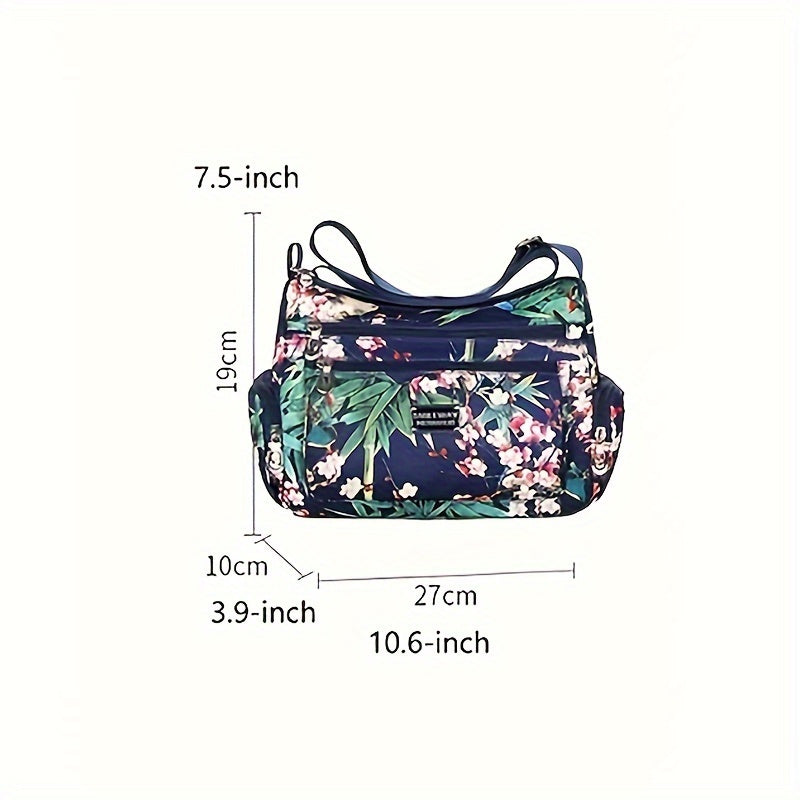 Floral Nylon Crossbody Bag Layered Fashionable Shoulder Purse