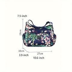 Floral Nylon Crossbody Bag Layered Fashionable Shoulder Purse