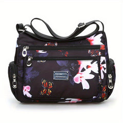 Floral Nylon Crossbody Bag Layered Fashionable Shoulder Purse