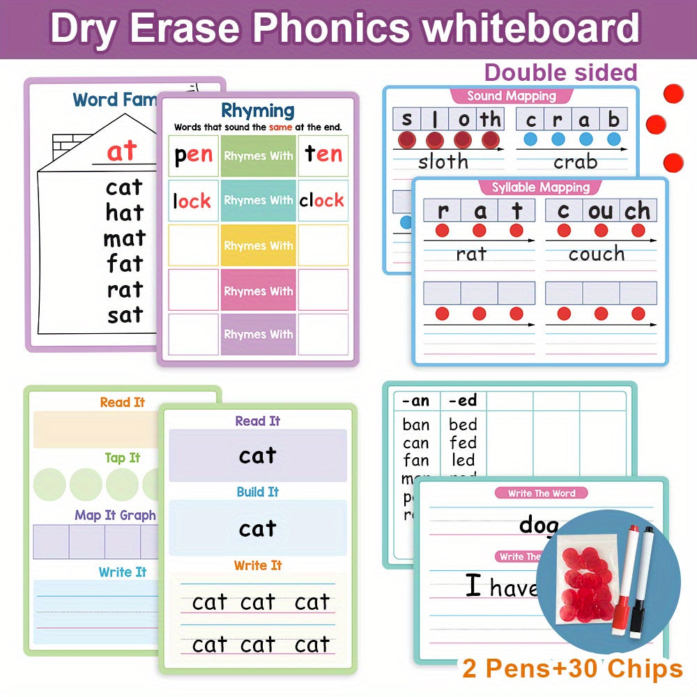 4pcs Double Sided CVC Phonics Learning Boards - Word Families
