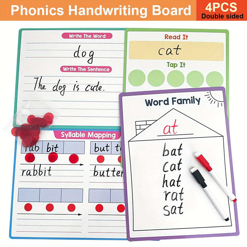 4pcs Double Sided CVC Phonics Learning Boards - Word Families